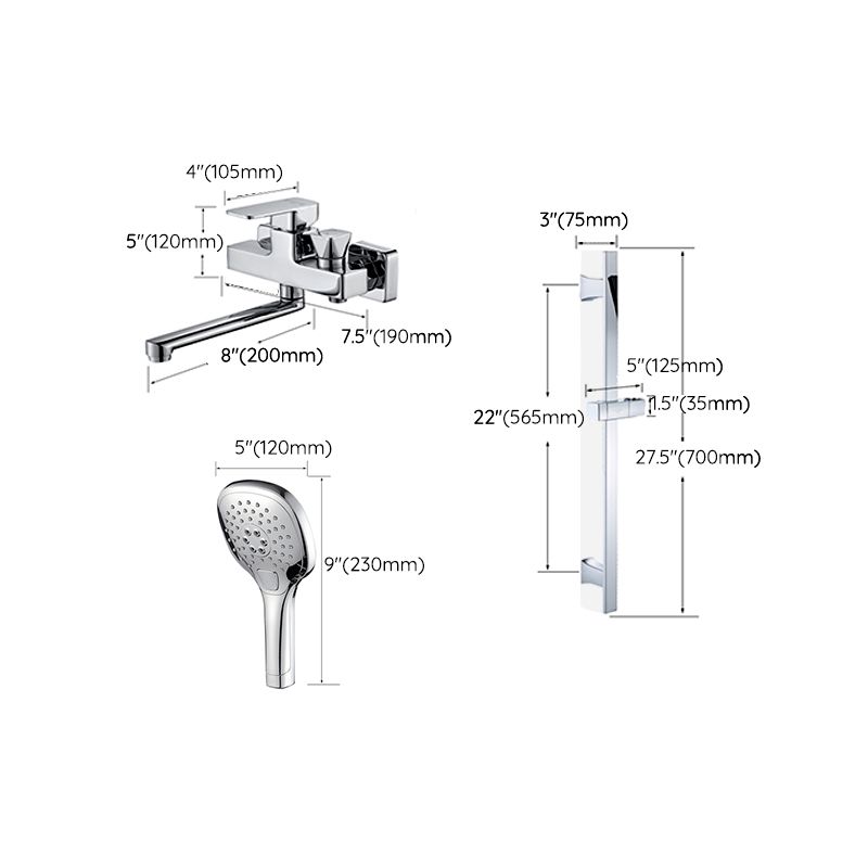BowLift | Wall Mounted Bathtub Faucet Trim Polished Chrome Swivel Spout with Hand Shower