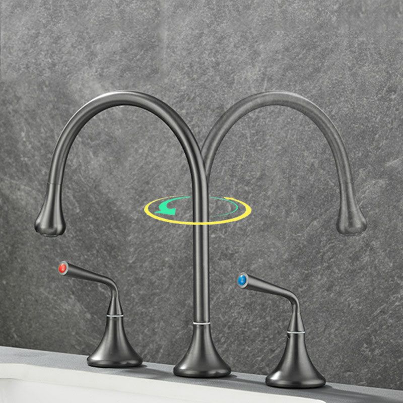 BowLift | Double Handle Tub Filler Deck Mounted High Arc Brass Modern Roman Tub Filler