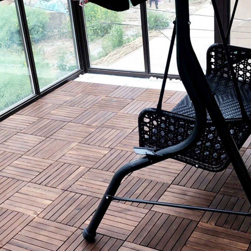 BowLift | 7-Slat Square Wood Floor Tiles Click Installation Outdoor Floor Tiles