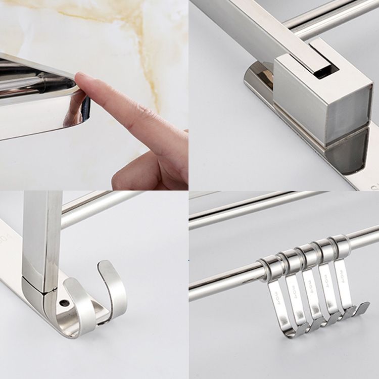 BowLift | Contemporary bathroom accessory set made of chrome-plated stainless steel with bathrobe hooks/towel rail