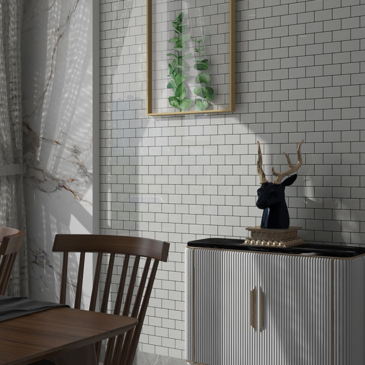 BowLift | White Subway Tile Waterproof PVC Peel & Stick Tile for Backsplash Wall