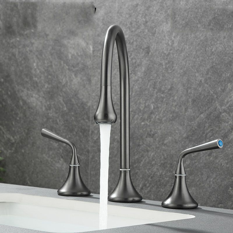 BowLift | Double Handle Tub Filler Deck Mounted High Arc Brass Modern Roman Tub Filler