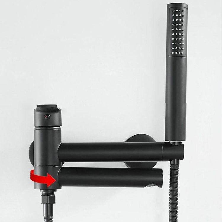 BowLift | Lever Handle Bathtub Faucet Wall Mount Shower Hose Swivel Spout Bathtub Filling with Hand Shower