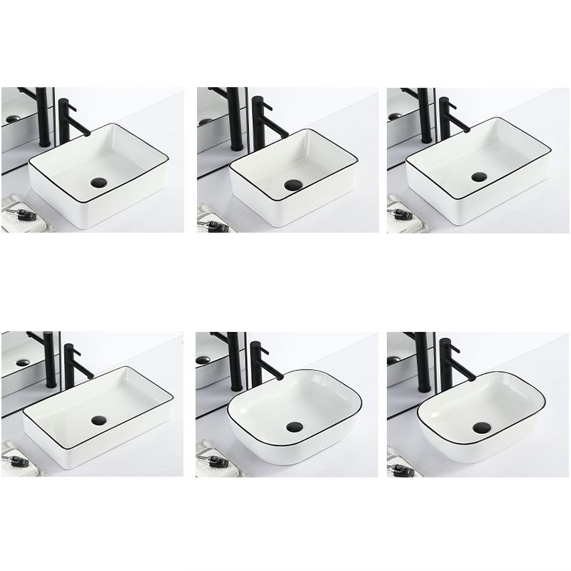 BowLift | Contemporary sink with pop-up drain porcelain rectangular basin