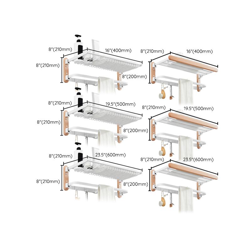 BowLift | White 7-piece bathroom accessory set wood and metal bath set