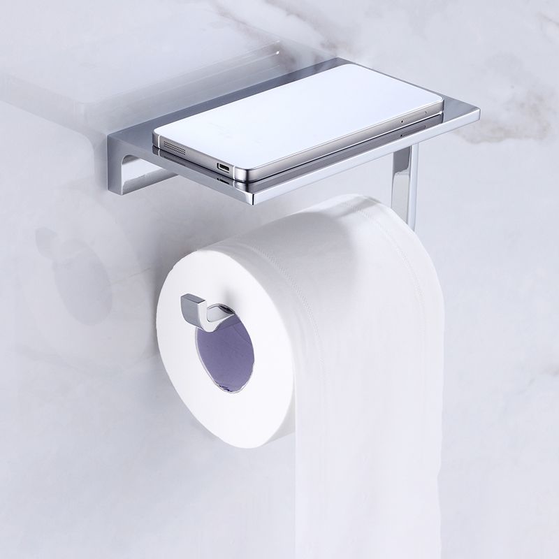 BowLift | Chrome brass modern bathroom accessory set with towel bar/ ring/ paper holder & bathrobe hook