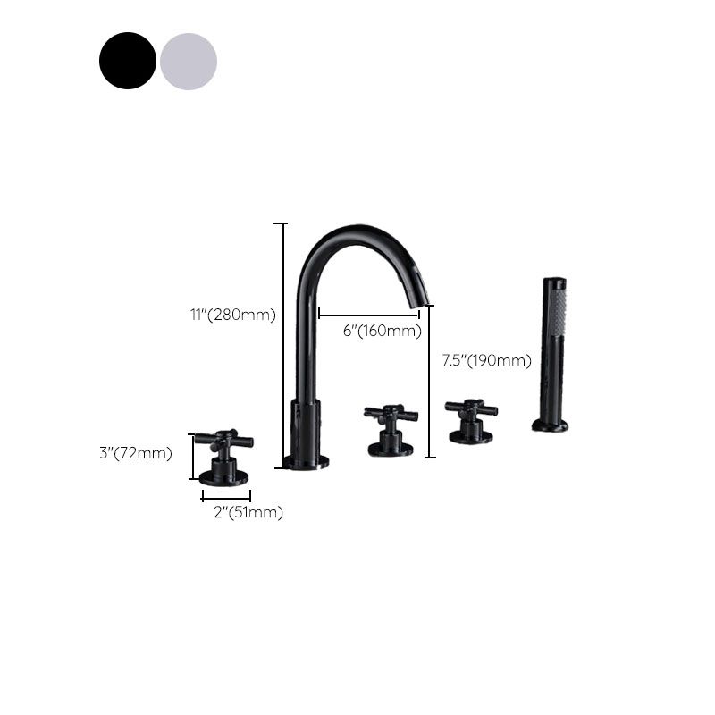 BowLift | Contemporary Bathroom Faucet Deck Mount Copper Low Arc Swivel Roman Bathtub Faucet Set
