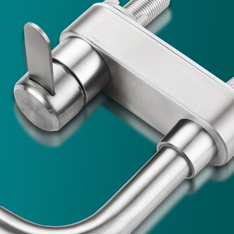 BowLift | Center set bathroom faucet stainless steel lever handle 2 holes swivel sink faucet