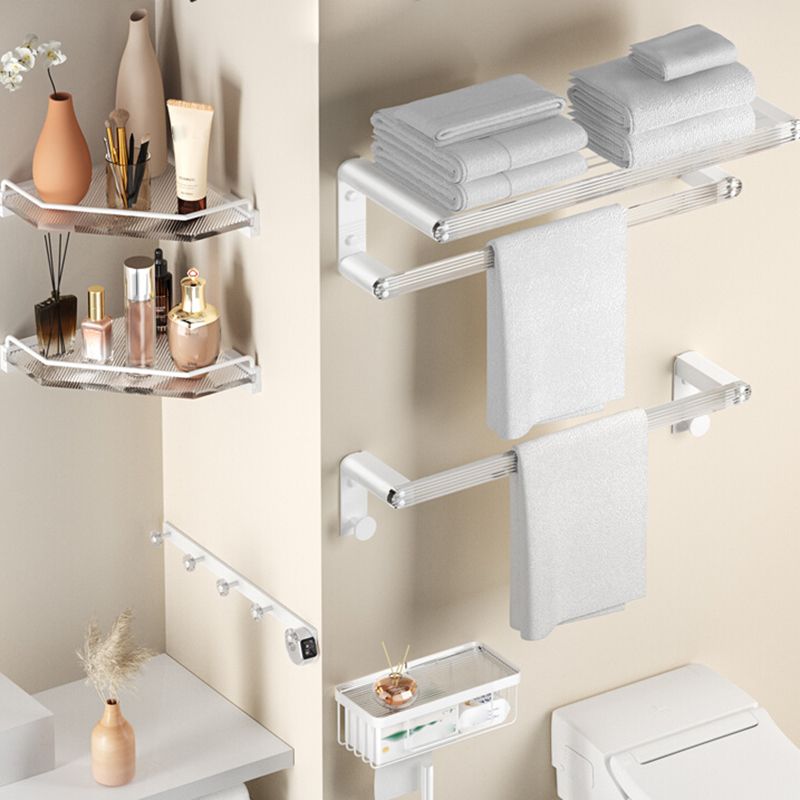 BowLift | White metal and acrylic bathroom accessories as single item or in set with bathroom shelf