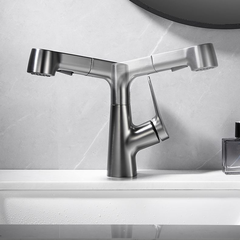BowLift | Bathroom vessel faucet high arc three-way spout single-handle faucet with pull-out sprayer