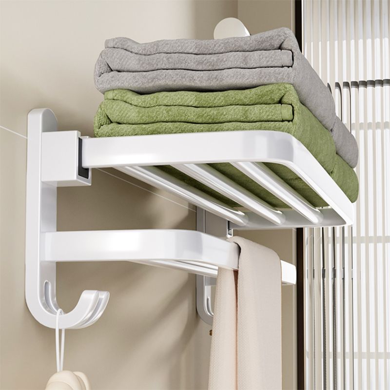 BowLift | Contemporary Bathroom Hardware Set in White with Bath Shelf/Towel Holder/Paper Holder