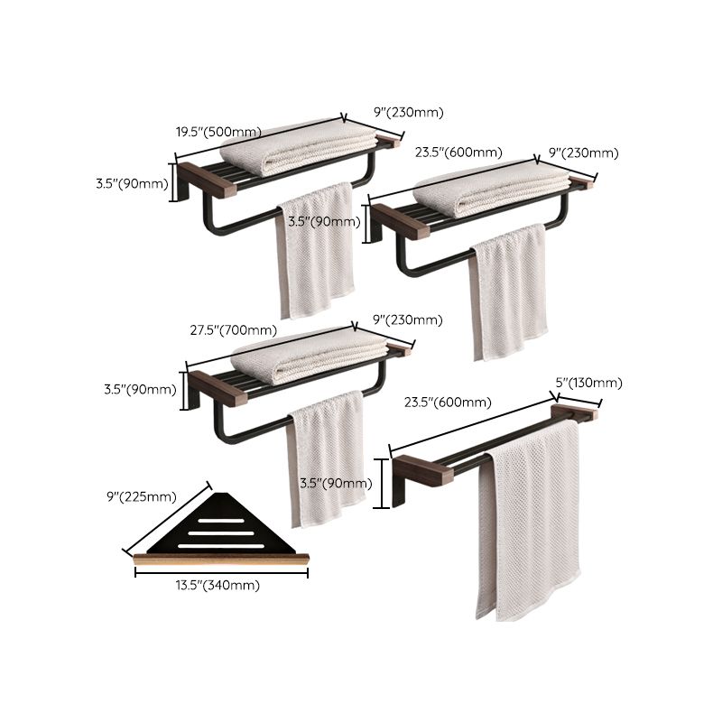 BowLift | 7-piece bathroom accessory set metal bath set with wood accents