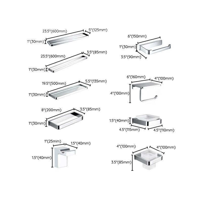 BowLift | 5-piece Bathroom Accessory Set Modern Polished Chrome Bathroom Set