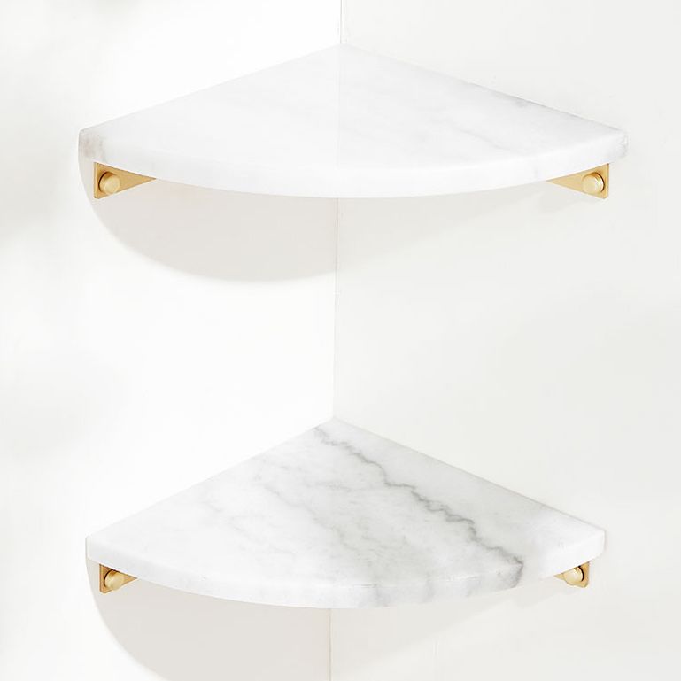 BowLift | 2-piece marble bathroom shelf brass bathroom accessory set in white/green