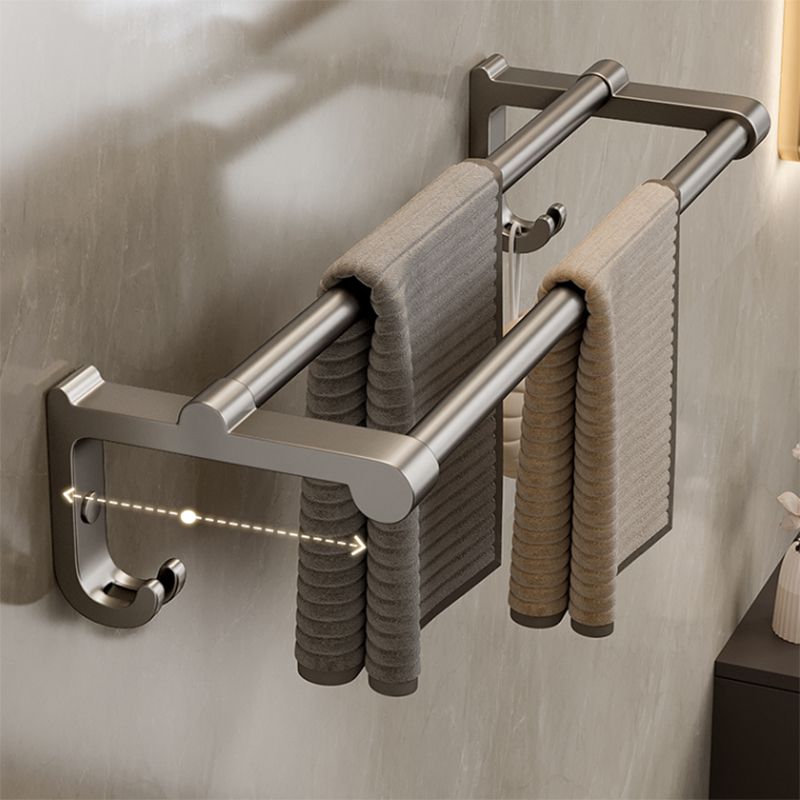 BowLift | Contemporary bathroom accessory set made of matte stainless steel-aluminum with bathrobe hook/towel rail