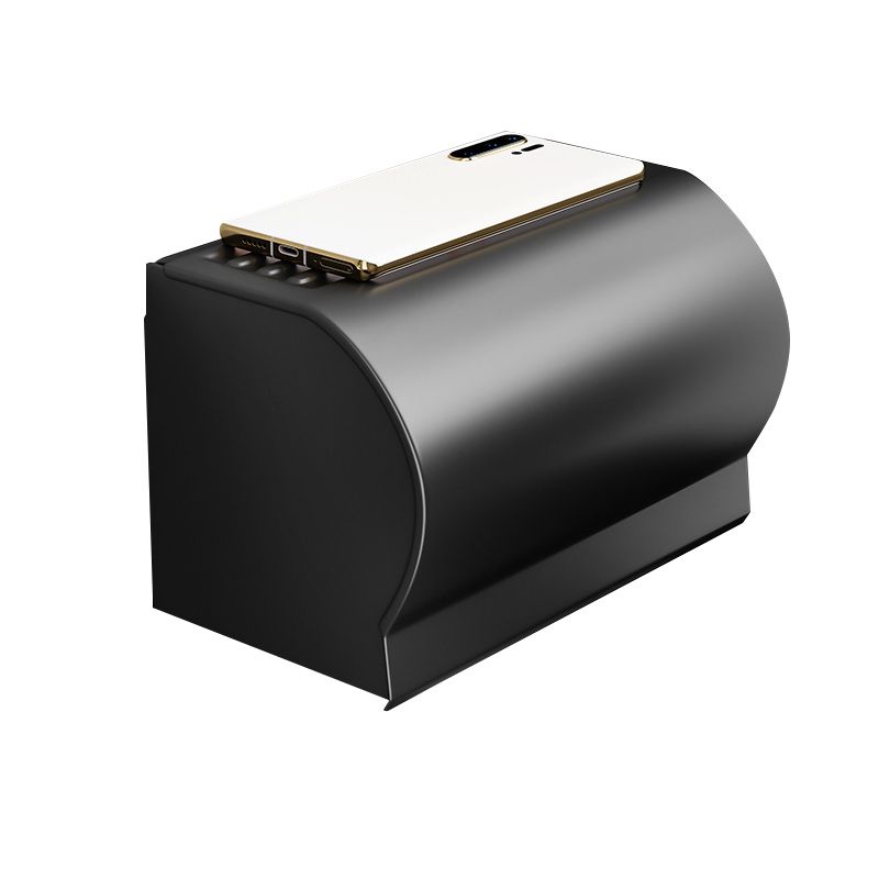 BowLift | Black Aluminum Bathroom Accessory Set Modern Bathroom Shelf / Towel Bar & Paper Holder