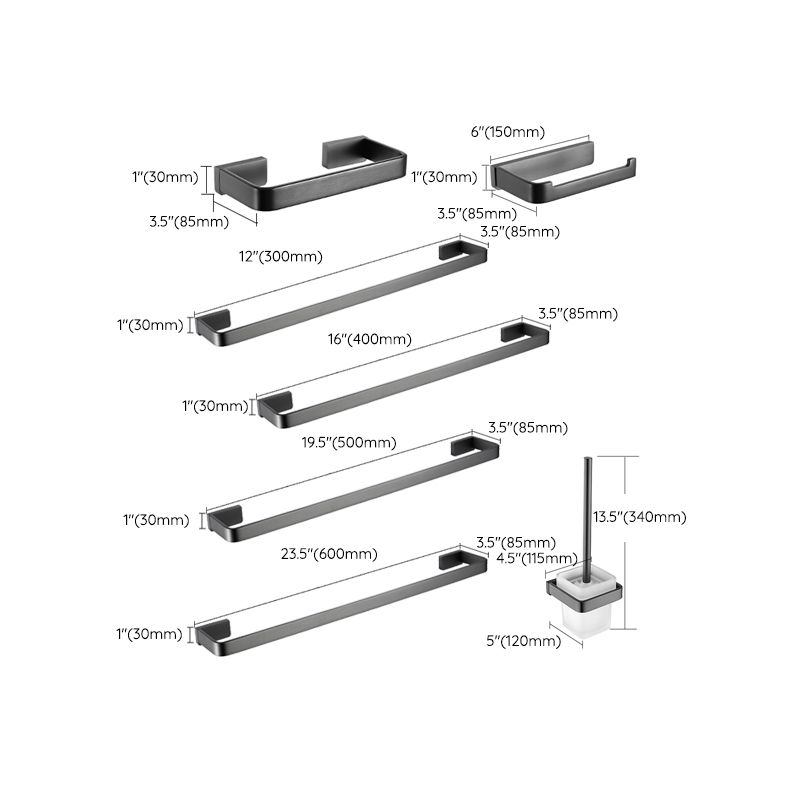 BowLift | Gray metal modern bathroom accessories as a single piece or as a set