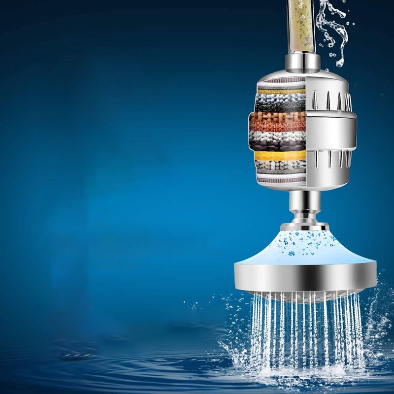 BowLift | 5 Sprays Shower Head Wall Mounted Silver Round Fixed Shower Head