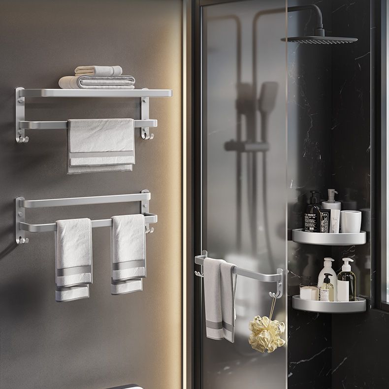 BowLift | 7-piece Bathroom Accessory Set Modern Aluminum Bathroom Set in Silver