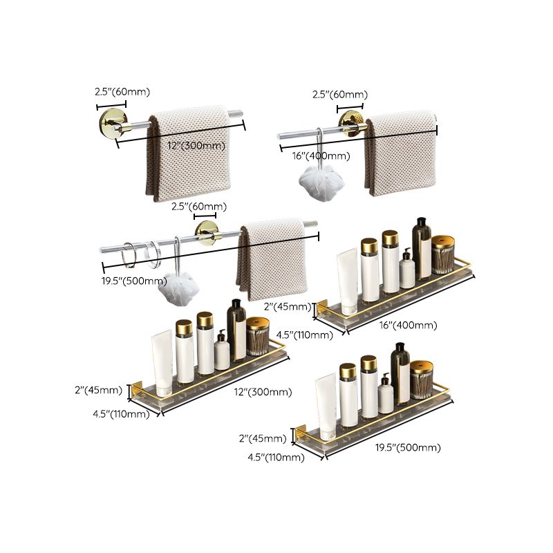 BowLift | 6-piece bathroom accessory set made of gold-colored metal bathroom hardware set