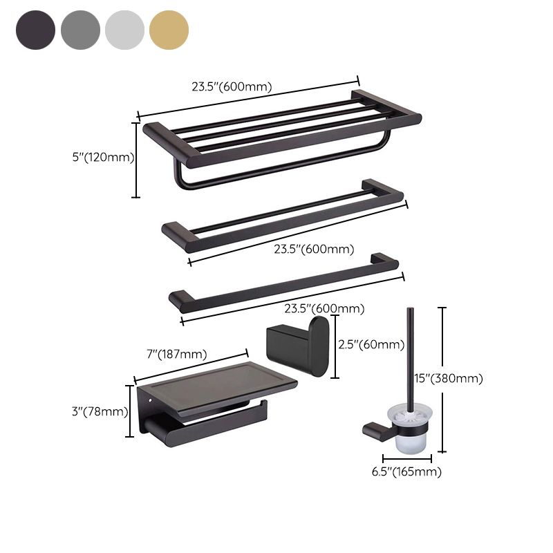 BowLift | 5-piece modern bathroom accessory set made of stainless steel with towel bar/robe hooks/paper holder