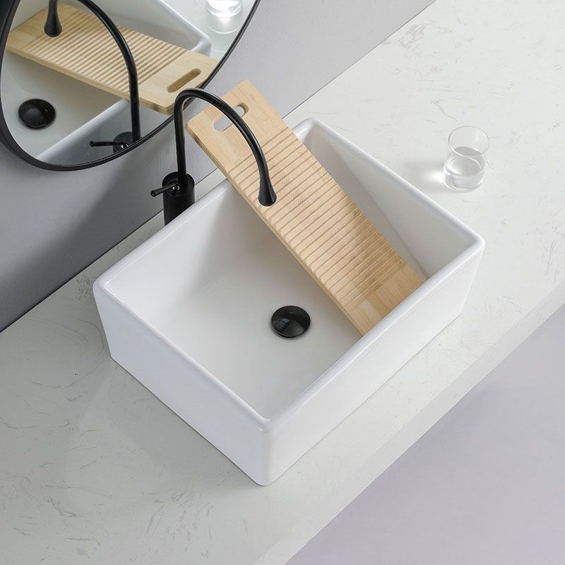 BowLift | Contemporary Bathroom Sink Porcelain Rectangular Vessel Sink Sink Only