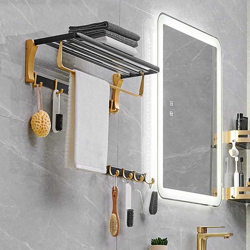 BowLift | Contemporary Bath Accessories Set Black & Golden Bath Shelf/Towel Bar