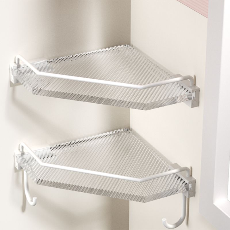 BowLift | White metal and acrylic bathroom accessories as single item or in set with bathroom shelf