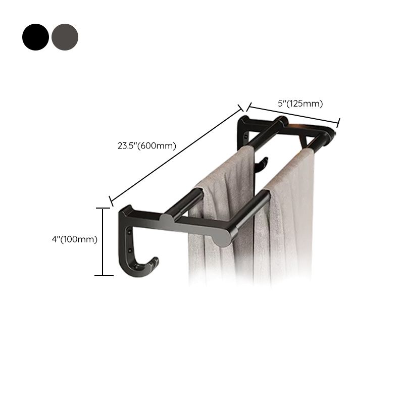 BowLift | Contemporary bathroom accessory set made of matte stainless steel-aluminum with bathrobe hook/towel rail