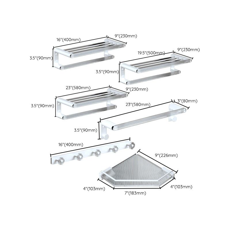 BowLift | White & clear acrylic bathroom accessory set with towel holder/paper holder/robe hooks