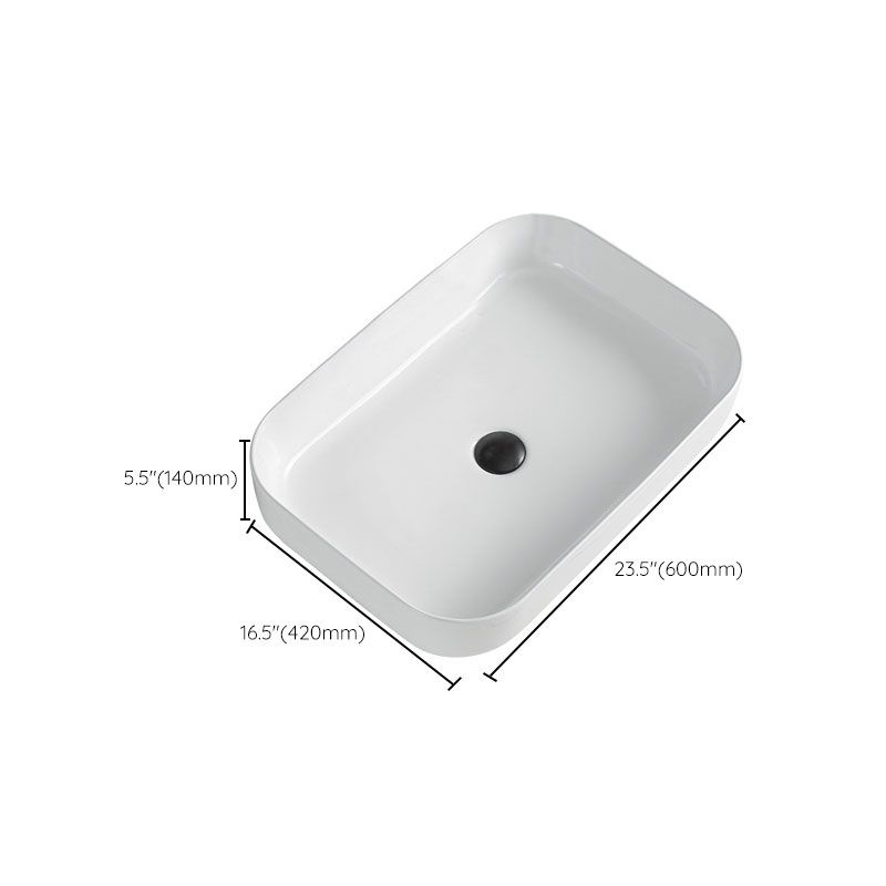 BowLift | Contemporary Bathroom Sink Porcelain Rectangular Vessel Sink Sink Only