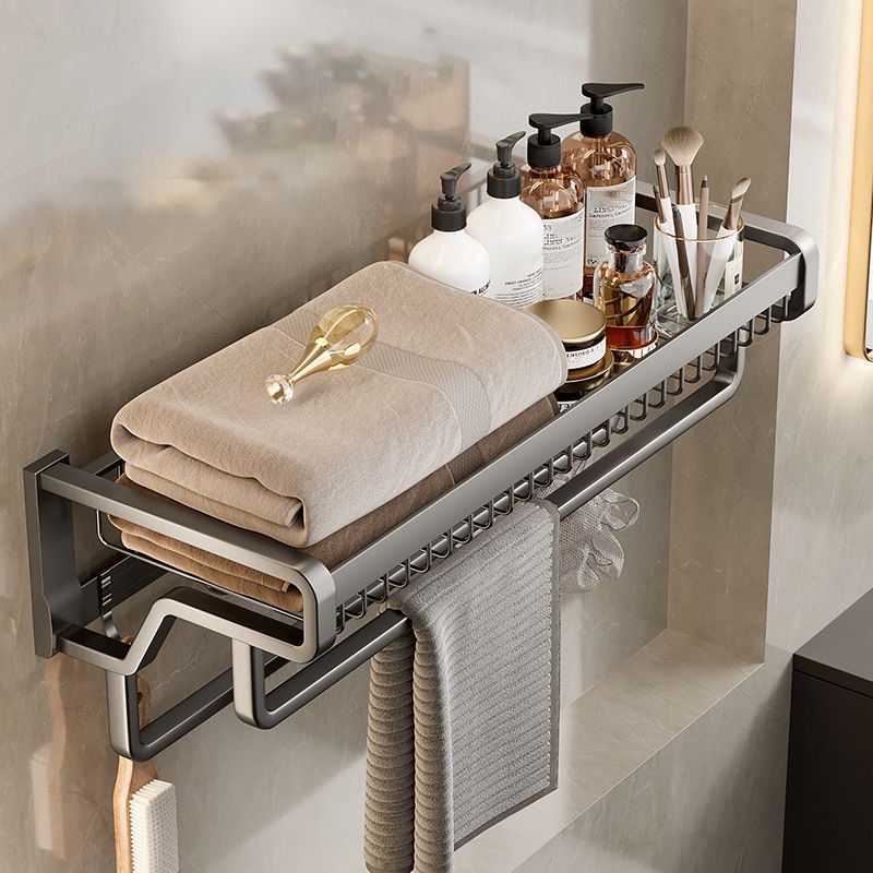 BowLift | Aluminum modern bathroom accessories set polished gray bathroom shelf/paper holder/robe hook