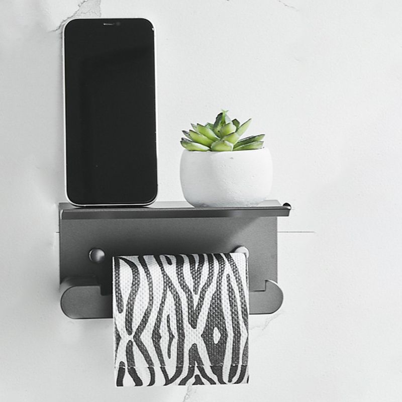 BowLift | 7-piece bathroom hardware set matte black/gray with bath shelf/towel holder/bath towel hooks