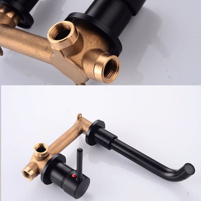 BowLift | Lever handles Wall-mounted bathroom faucet High-arch sink faucet