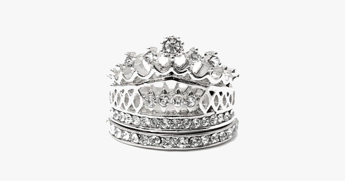 BowLift | Imperial Crown Ring Set - Fashionable Silver-Colored Rings in Various Sizes