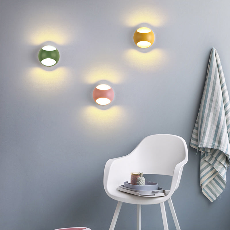 BowLift | Round Wall Mounted Lamp Nordic Metal LED Wall Light in Yellow/Gray/Green