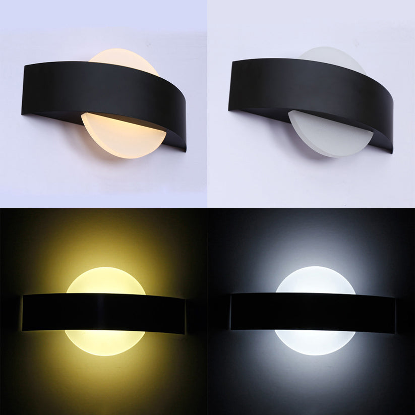 BowLift | Round/Rectangular Acrylic Wall Lamp Modern LED Black/White Finish Wall Lamp with Metal Back in White/Warm Light