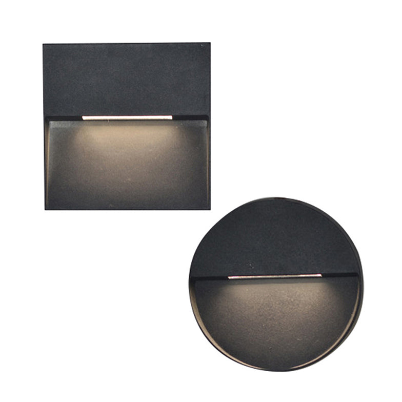 BowLift | LED Veranda Wall Lamp with Round/Rectangular Aluminum Shade Black Wall Lighting in White/Warm Lights