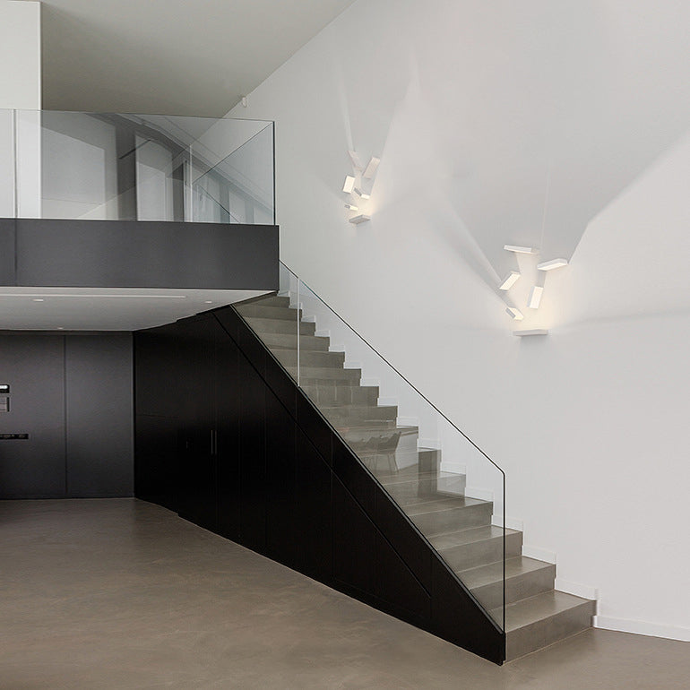BowLift | White rectangular wall flood light simple style 1/2-light metallic wall lamp for stairwell