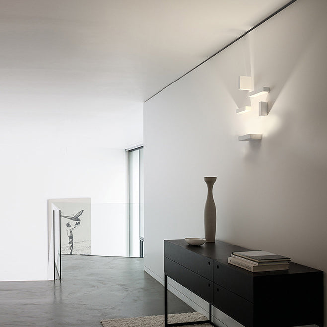 BowLift | White rectangular wall flood light simple style 1/2-light metallic wall lamp for stairwell