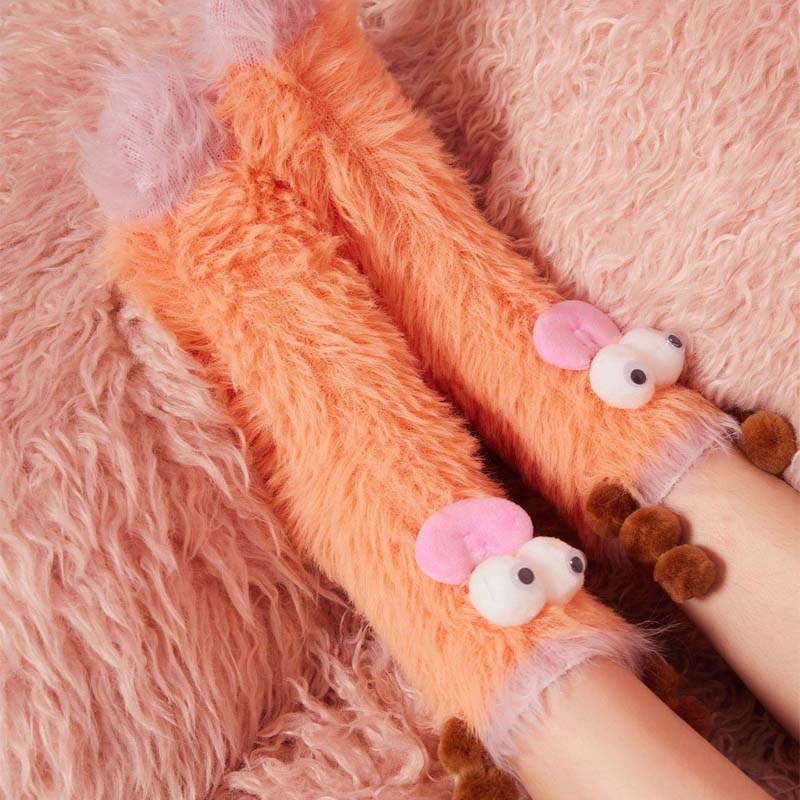 BowLift | Coral velour three-dimensional original socks