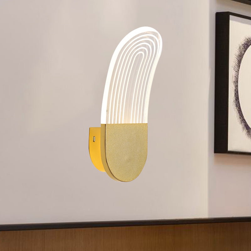 BowLift | Acrylic Curved Oval Wall Sconce Light Contemporary Black/Gold LED Wall Lighting Fixture for Bedside