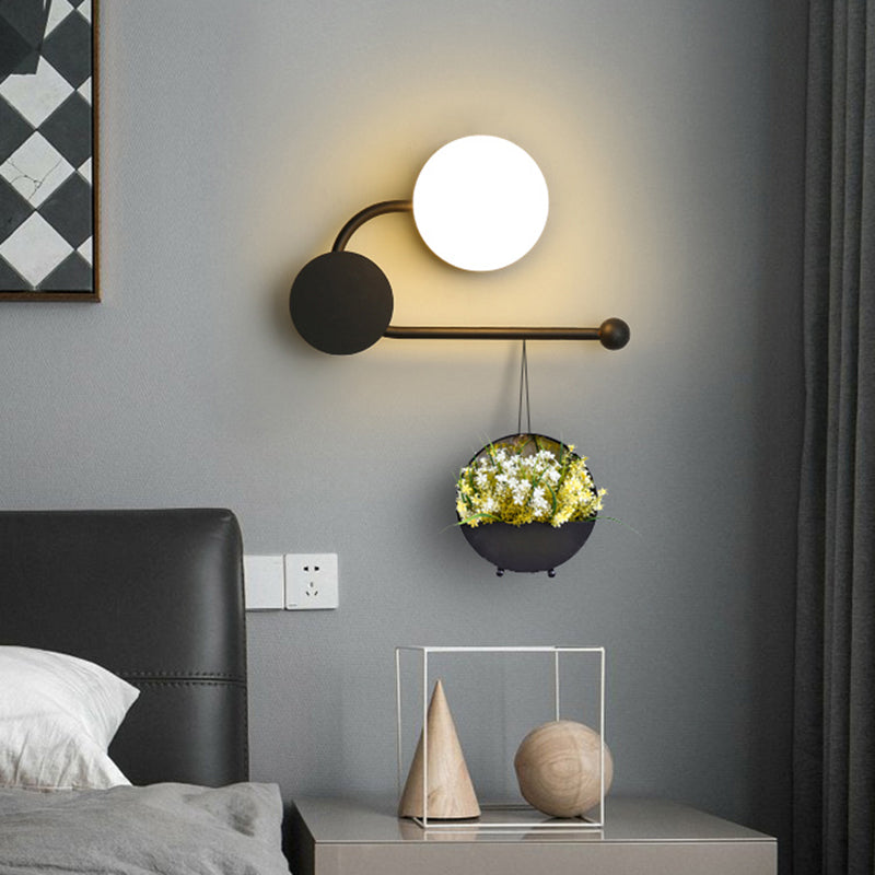 BowLift | Round Wall Lamp Nordic Style PVC Single Bulb Black and Gold Wall Mounted Light