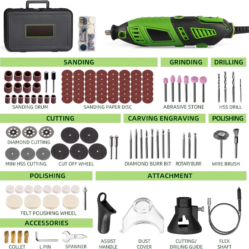 BowLift | Rotary Tool Kit 139 pcs Accessories Kit Variable Speed Rotary Tool Power Multiuse Set