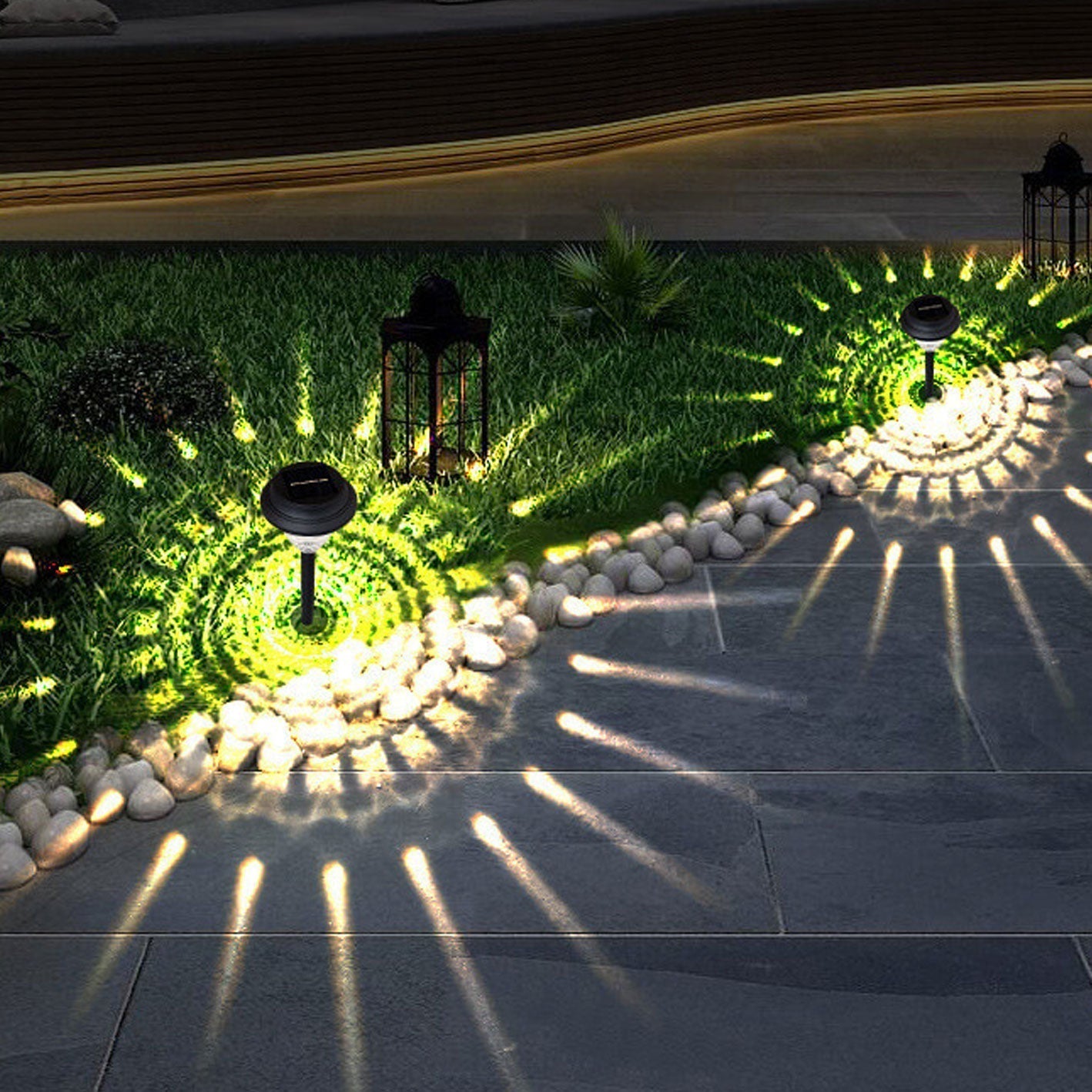BowLift | Solar waterproof circular divergent light shadow design LED outdoor garden decorative light