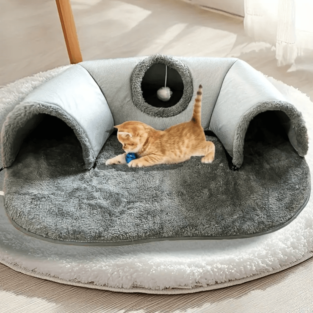 KittyPlay 3-in-1 Cat Tunnel Bed
