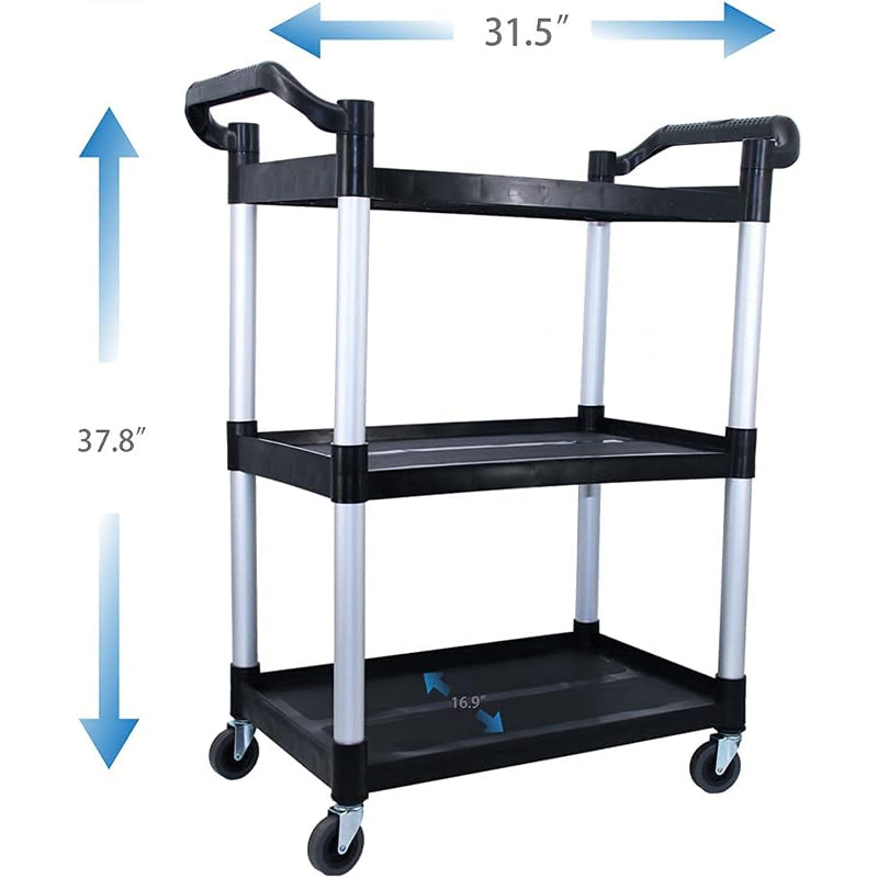 BowLift | Utility Cart 390 lbs Capacity Service Cart 3-Tier Food Service Cart with Wheels for Home Office Kitchen