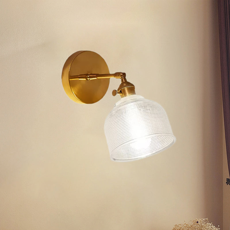 BowLift | Clear Prism Glass Dome Wall Sconce Industry 1 Light Bedroom Lighting Fixture