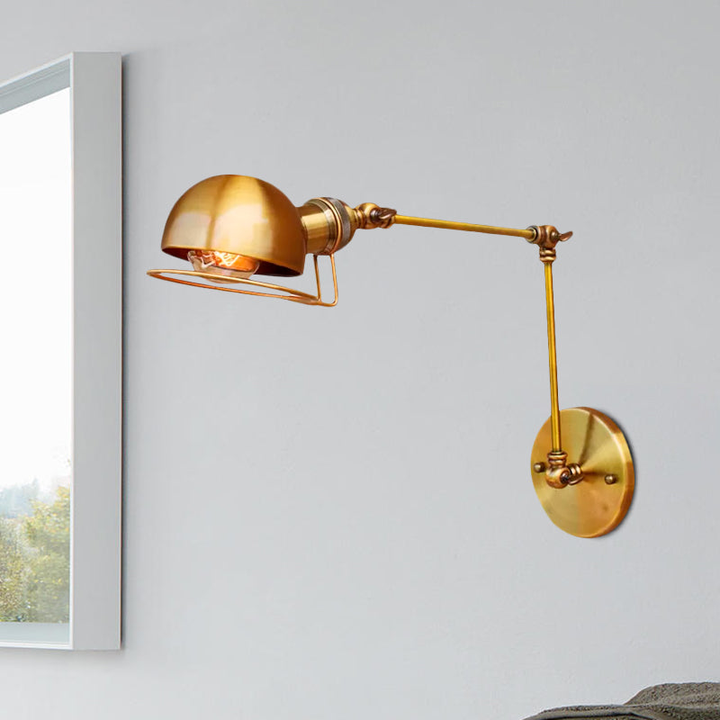 BowLift | Vintage Industrial Bowl Wall Lamp 1 Light Iron Wall Lamp with Rotatable Arm in Black/Metal
