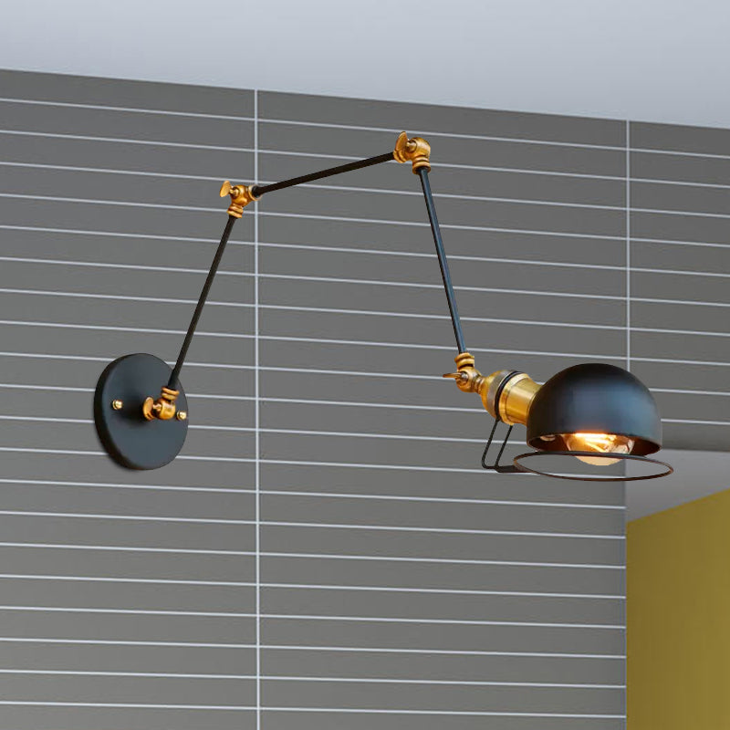 BowLift | Vintage Industrial Bowl Wall Lamp 1 Light Iron Wall Lamp with Rotatable Arm in Black/Metal